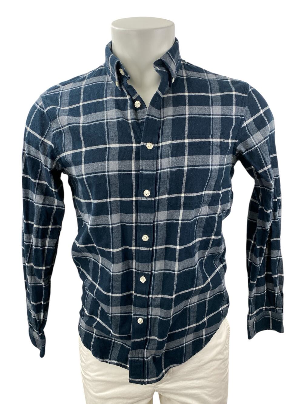 Club Monaco Men's Blue Slim Fit Long Sleeve Plaid Button Down Shirt Top Size S